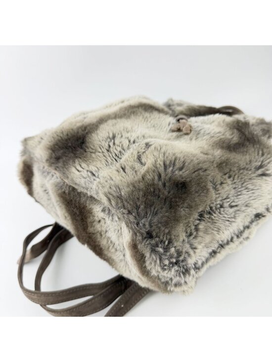 Fendi Zucca Pattern Lining Backpack Suede Gray Brown Vintage